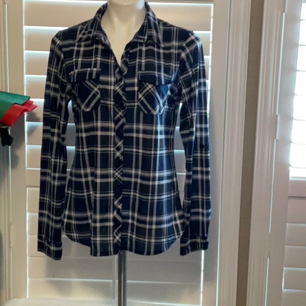 Navy Plaid Button Down Shirt